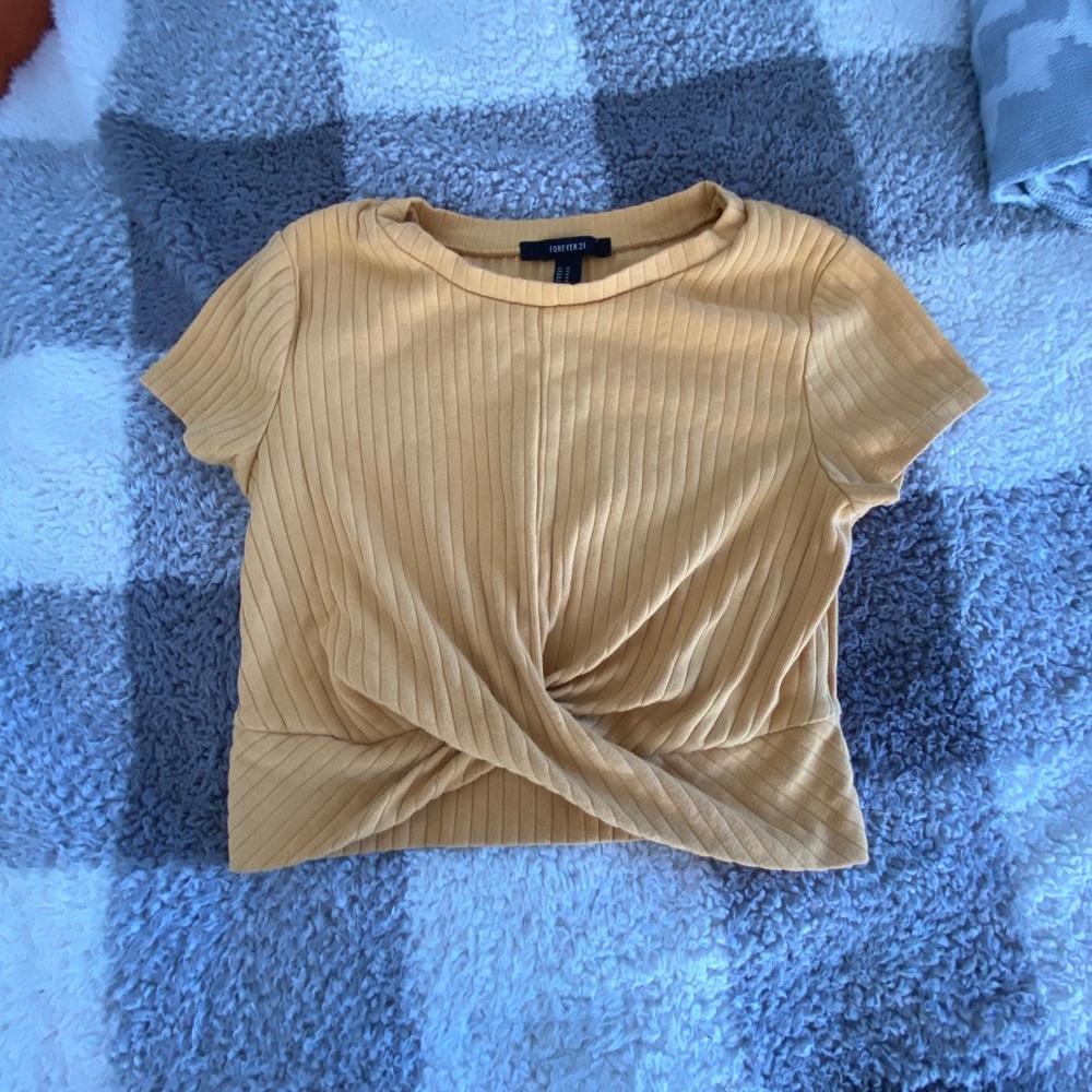 Forever21 Yellow Crop Tee